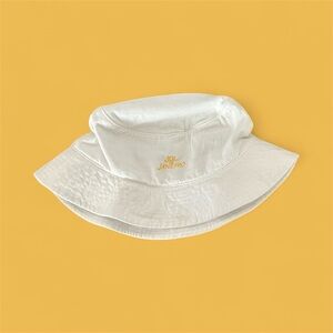 Sol De Janeiro White Bucket Hat with Gold Embroidery